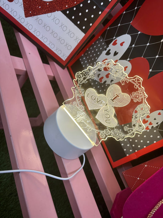 1pc Love Rose 3D Night Light, LOVE Valentine's Day Gift Water Lantern, Festival Gift Atmosphere Light